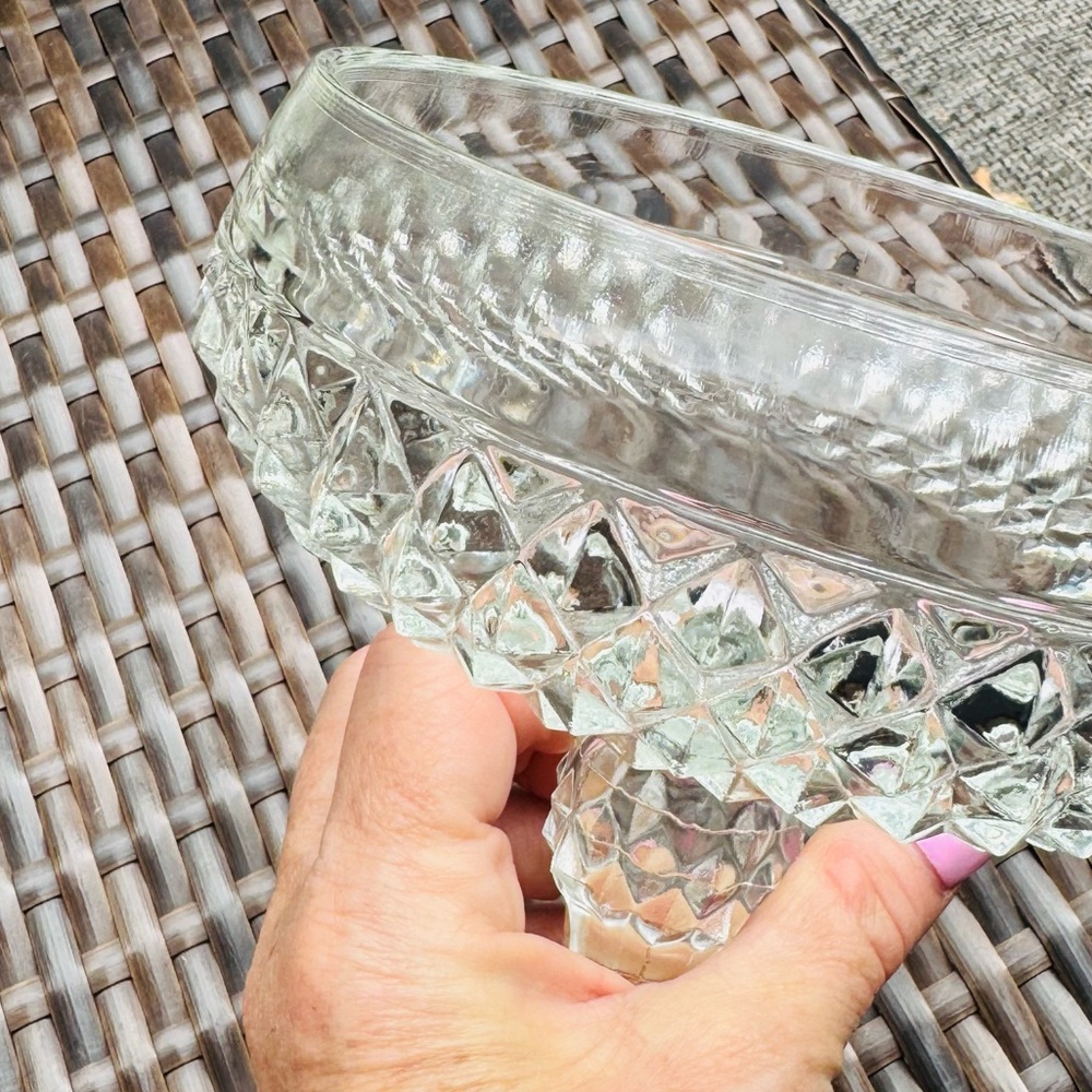 Indiana Glass VINTAGE Diamond Point Pedestal Clear Compote Serving Dish - Picture 7 of 14